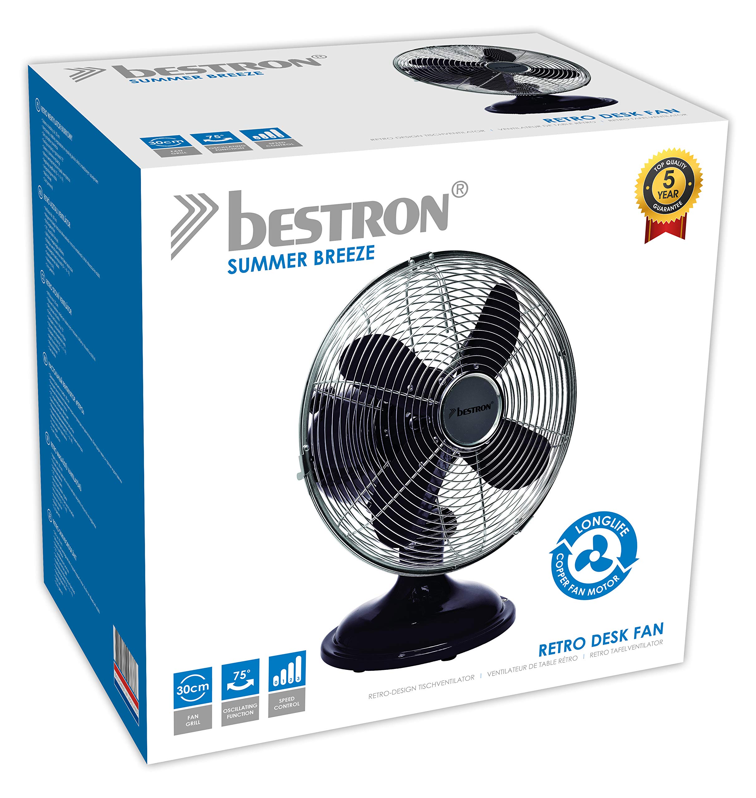 bestron-dft25z-ventilateur-de-table-r-tro-oscillant-30-cm-30-w-3-vitesses-noir image 4