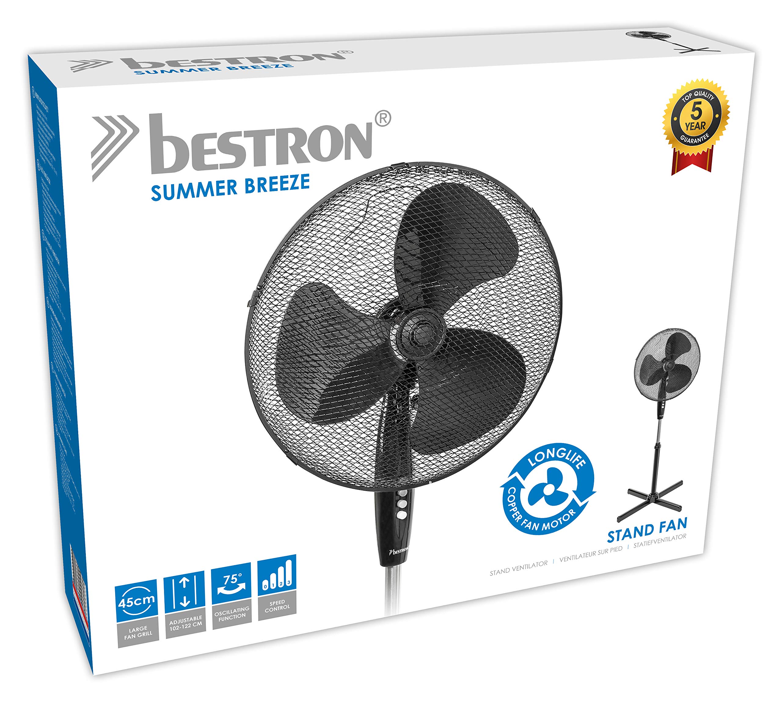 bestron-asv45z-ventilateur-sur-pied-oscillation-75-hauteur-r-glable-jusqu-122-cm image 2